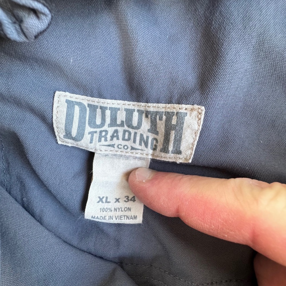 Duluth Trading Co Mens Gray Nylon Cargo Pants XL x 34 Elastic Waist Work Hiking - Picture 2 of 12